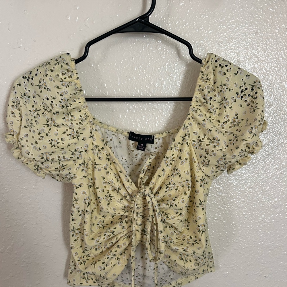 Yellow Floral Puff Sleeve Blouse